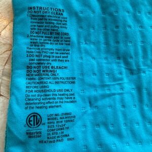 Mighty Bliss Heating Pad 12x24 Inch Teal with Auto Off + Multiple Heat Settings